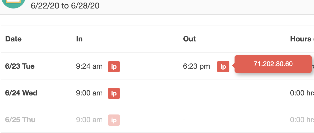 See which employee clocked in from outside the office