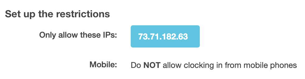 Set up IP restrictions for clocking in